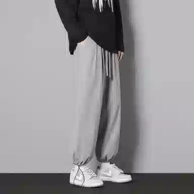 顶峰保罗 两穿直筒美式潮牌宽松运动抽绳长裤无性别主义痞帅时尚百搭简约束脚休闲裤 男女同款