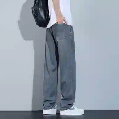 顶峰保罗 莱赛尔凉感透气水洗直筒长裤美式复古高街宽松小众百搭高级感薄款透气阔腿牛仔裤 男女同款