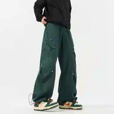 顶峰保罗 美式潮牌纯色简约高级感直筒阔腿长裤复古高街痞帅宽松舒适小众百搭运动休闲裤 男女同款