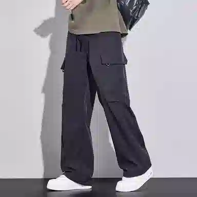 顶峰保罗 美式潮牌冰丝薄款无性别主义户外多口袋工装裤宽松直筒阔腿运动伞兵裤休闲裤 男女同款