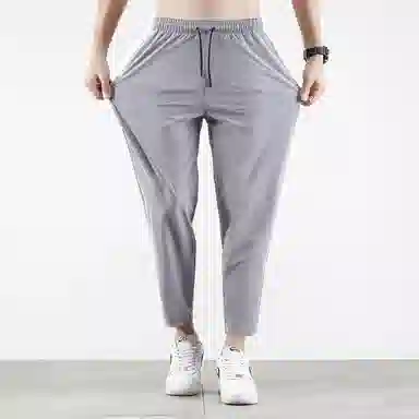 顶峰保罗 无性别主义九分裤薄款凉感亲肤透气宽松运动潮流商务直筒速干时尚百搭系带休闲裤 男女同款