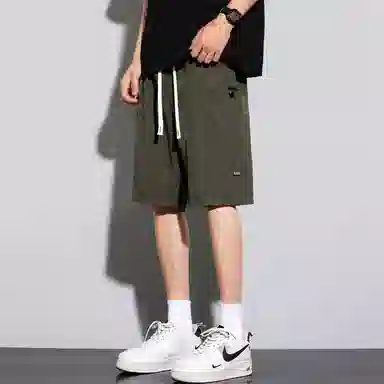 顶峰保罗 冰丝速干薄款纯色简约直筒五分裤无性别主义潮牌宽松舒适高级感运动百搭 休闲短裤  男女同款