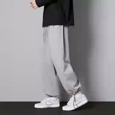 顶峰保罗 两穿直筒美式潮牌宽松运动抽绳长裤无性别主义痞帅时尚百搭简约束脚休闲裤 男女同款