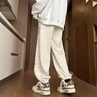 顶峰保罗 美式潮牌字母直筒阔腿高级设计感卫裤无性别主义潮流百搭宽松大码运动束脚休闲裤 男女同款