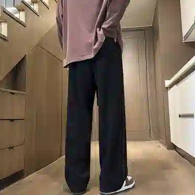 顶峰保罗 美式复古宽松直筒阔腿加绒加厚卫裤无性别主义运动卫衣纯色情侣款潮流百搭亲肤舒适休闲裤 男女同款