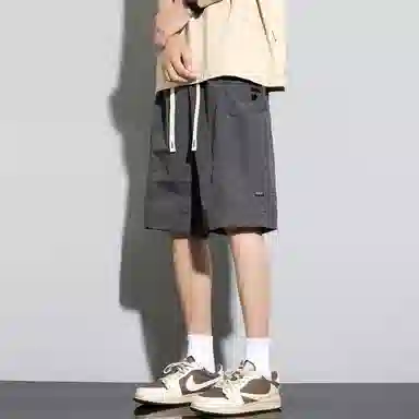 顶峰保罗 冰丝速干薄款纯色简约直筒五分裤无性别主义潮牌宽松舒适高级感运动百搭 休闲短裤  男女同款