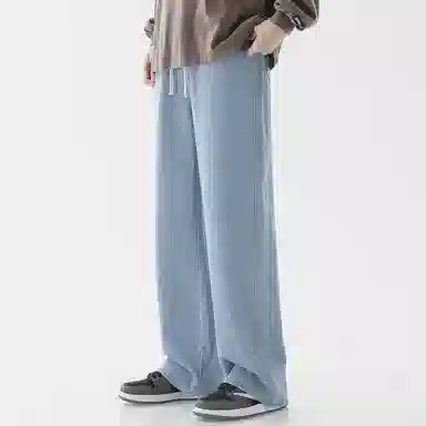 顶峰保罗 美式宽松百搭透气无性别主义弹力透气垂感休闲潮流阔腿拖地牛仔裤 男女同款