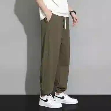 顶峰保罗 潮牌宽松大码无性别主义运动通勤束脚卫裤弹力抽绳显高百搭简约时尚加绒加厚休闲裤 男女同款