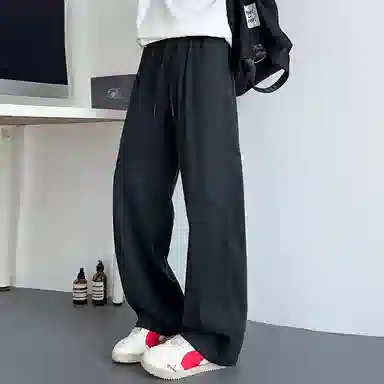 顶峰保罗 无性别主义轻薄凉感垂坠感阔腿长裤子直筒宽松时尚百搭系带亲肤透气高级感休闲裤 男女同款