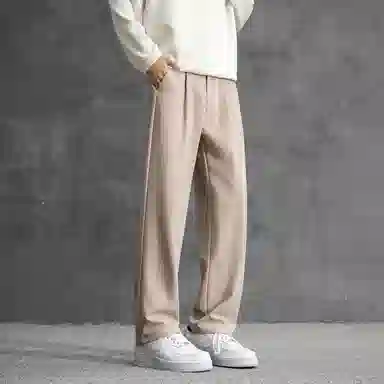 顶峰保罗 纯色垂感凉感宽松百搭直筒长裤薄款舒适小众简约高级感潮牌显瘦显高微喇休闲裤 男女同款