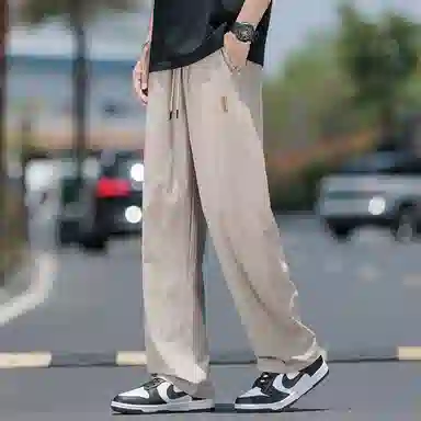 顶峰保罗 无性别主义凉感亲肤透气宽松直筒运动裤子美式潮流轻薄长裤时尚百搭高级感休闲裤 男女同款