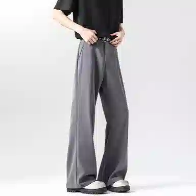 顶峰保罗 纯色垂感薄款舒适百搭直筒长裤凉感宽松小众简约高级感潮牌西装拖地阔腿 休闲裤 男女同款