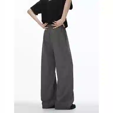 顶峰保罗 美式凉感复古痞帅直筒长裤情侣潮牌薄款宽松简约舒适小众百搭显瘦显高运动休闲裤 男女同款