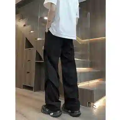 顶峰保罗 痞帅凉感舒适简约百搭伞兵直筒长裤户外登山跑步运动宽松小众设计感阔腿休闲裤 男女同款