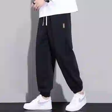 顶峰保罗 潮牌宽松大码无性别主义运动通勤束脚卫裤弹力抽绳显高百搭简约时尚加绒加厚休闲裤 男女同款