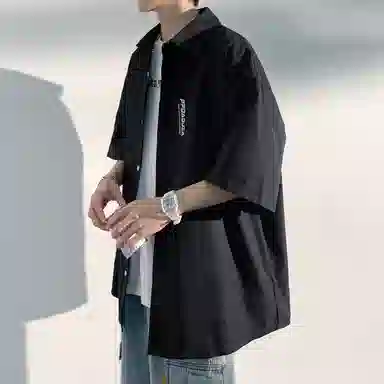 虫小绿 融合多风格的宽松高级感短袖衬衫衬衫 男女同款