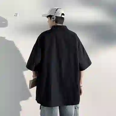 虫小绿 融合多风格的宽松高级感短袖衬衫衬衫 男女同款