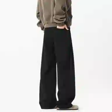 顶峰保罗 美式复古纯色宽松阔腿卫裤无性别主义直筒垂感拖地裤高级感百搭运动休闲裤 男女同款