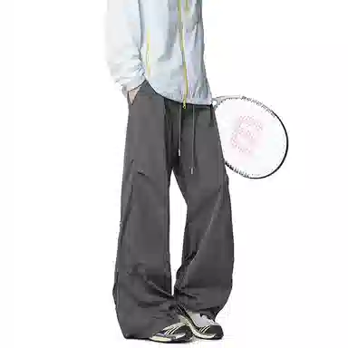 顶峰保罗 纯色宽松直筒运动伞兵裤青少年春秋穿搭美式潮牌高级感情侣潮流百搭通勤阔腿休闲裤 男女同款
