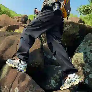 顶峰保罗 美式高街防风防水软壳机能风直筒裤无性别主义户外登山骑行山系伞兵工装褶皱运动阔腿长裤显高显瘦宽松百搭垂感休闲裤 男女同款