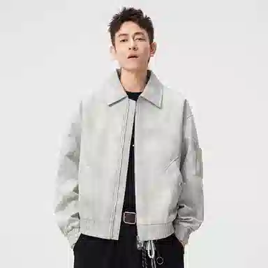 顶峰保罗 美式潮牌翻领麂皮绒工装上衣无性别主义直筒纯色高街宽松大码休闲高级感百搭长袖飞行夹克 男女同款