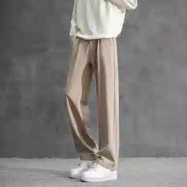 顶峰保罗 纯色垂感凉感宽松百搭直筒长裤薄款舒适小众简约高级感潮牌显瘦显高微喇休闲裤 男女同款