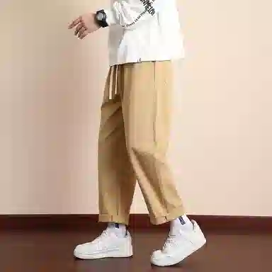 顶峰保罗 潮牌美式高街锥形九分直筒宽松工装裤无性别主义痞帅时尚简约百搭显高显瘦休闲裤 男女同款