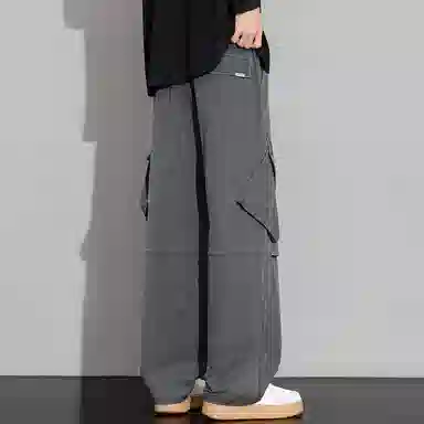 顶峰保罗 山系机能户外登山骑行攀岩褶皱工装伞兵裤无性别主义潮牌宽松直筒阔腿裤高街痞帅百搭弹力抽绳显高显瘦拖地垂感休闲裤 男女同款