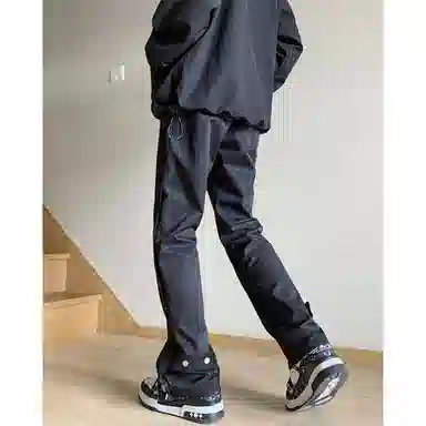 顶峰保罗 美式纯色高街机能排扣工装长裤无性别主义春秋穿搭痞帅潮流百搭高级设计感运动休闲裤 男女同款