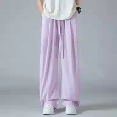 顶峰保罗 褶皱冰丝裤子百搭潮流薄款凉感亲肤透气时尚无性别主义潮牌阔腿裤垂坠感弯刀休闲裤 男女同款