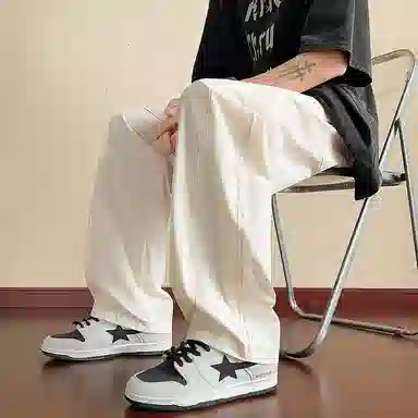 悍戈 宽松大码凉感垂感弹力弯刀时尚百搭运动长裤休闲裤 男女同款