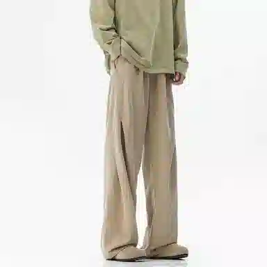 顶峰保罗 凉感透气美式压褶垂感外穿长裤子无性别主义潮流薄款舒适宽松百搭高级感直筒休闲裤 男女同款