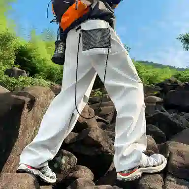 顶峰保罗 美式高街防风防水软壳机能风直筒裤无性别主义户外登山骑行山系伞兵工装褶皱运动阔腿长裤显高显瘦宽松百搭垂感休闲裤 男女同款