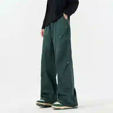 顶峰保罗 美式潮牌纯色简约高级感直筒阔腿长裤复古高街痞帅宽松舒适小众百搭运动休闲裤 男女同款