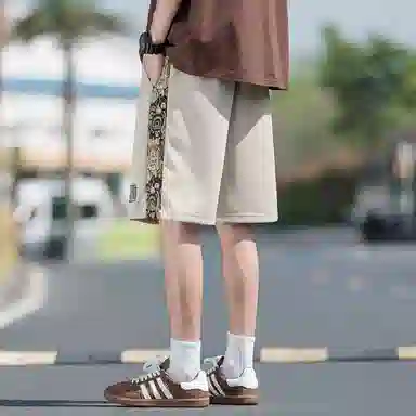 顶峰保罗 中式潮牌痞帅潮流刺绣运动无性别主义五分裤子薄款加肥加大码国风时尚百搭设计感休闲短裤 男女同款