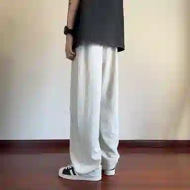 顶峰保罗 凉感冰丝薄款褶皱伞兵直筒长裤子美式薄款速干透气潮牌宽松百搭运动阔腿休闲裤 男女同款