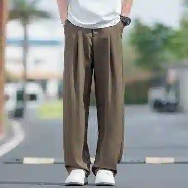 顶峰保罗 无性别主义冰丝凉感亲肤透气宽松直筒西裤美式潮流垂感长裤时尚百搭阔腿高级感休闲裤 男女同款