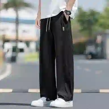 顶峰保罗 无性别主义凉感亲肤透气宽松直筒运动裤子美式潮流轻薄长裤时尚百搭高级感休闲裤 男女同款