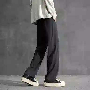 顶峰保罗 纯色垂感凉感宽松百搭直筒长裤薄款舒适小众简约高级感潮牌显瘦显高微喇休闲裤 男女同款