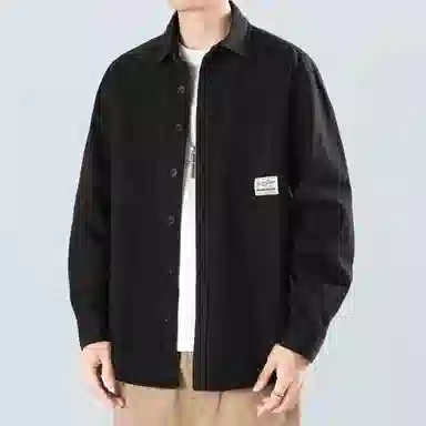 顶峰保罗 美式复古工装长袖衬衫无性别主义宽松百搭翻领开衫单排扣纯棉上衣休闲时尚潮牌夹克 男女同款