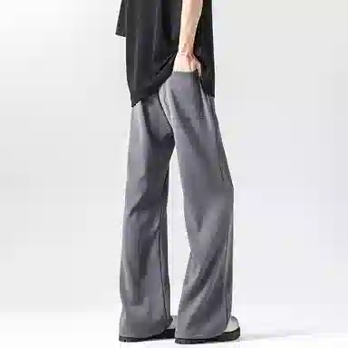 顶峰保罗 纯色垂感薄款舒适百搭直筒长裤凉感宽松小众简约高级感潮牌西装拖地阔腿 休闲裤 男女同款