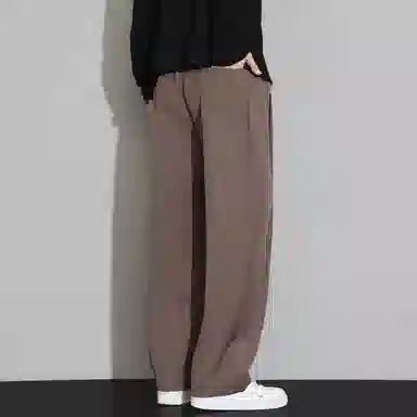 顶峰保罗 冰丝凉感速干宽松阔腿长裤无性别主义潮牌纯色大码薄款透气学生百搭运动直筒休闲裤 男女同款