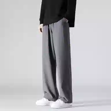 顶峰保罗 潮牌美式高街宽松运动直筒拖地长裤无性别主义痞帅简约纯色时尚百搭垂感休闲裤 男女同款