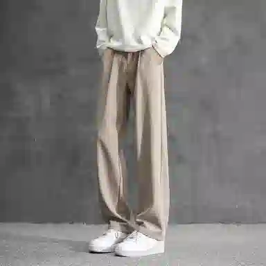 顶峰保罗 纯色垂感凉感宽松百搭直筒长裤薄款舒适小众简约高级感潮牌显瘦显高微喇休闲裤 男女同款