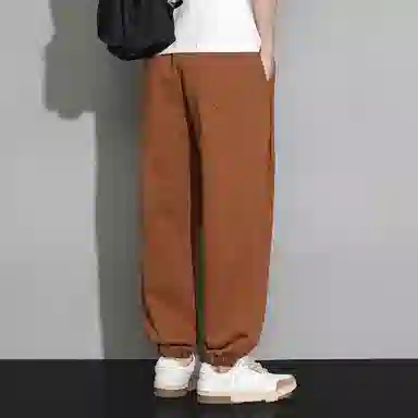 顶峰保罗 潮牌宽松大码无性别主义运动通勤束脚卫裤弹力抽绳显高百搭简约时尚加绒加厚休闲裤 男女同款