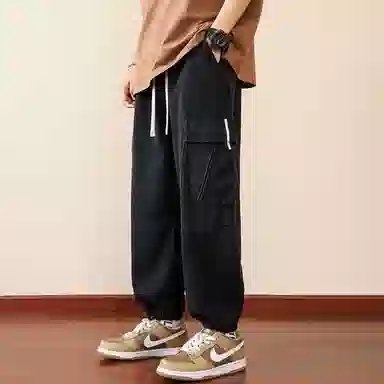 顶峰保罗 纯色运动简约宽松大码舒适通勤日常工装束脚无性别主义透气时尚松紧腰弹力显高显瘦百搭休闲裤 男女同款