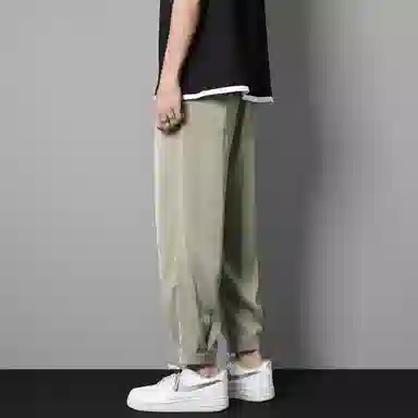 顶峰保罗 冰丝薄款速干纯色简约垂感运动束脚九分裤潮流显高显瘦宽松凉感透气百搭大码休闲裤 男女同款