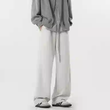 顶峰保罗 美式复古纯色宽松阔腿卫裤无性别主义直筒垂感拖地裤高级感百搭运动休闲裤 男女同款