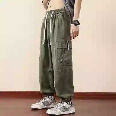 顶峰保罗 纯色运动简约宽松大码舒适通勤日常工装束脚无性别主义透气时尚松紧腰弹力显高显瘦百搭休闲裤 男女同款