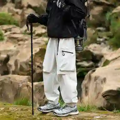 顶峰保罗 美式高街痞帅凉感舒适直筒长裤宽松小众百搭大口袋设计感潮流户外运动休闲裤 男女同款